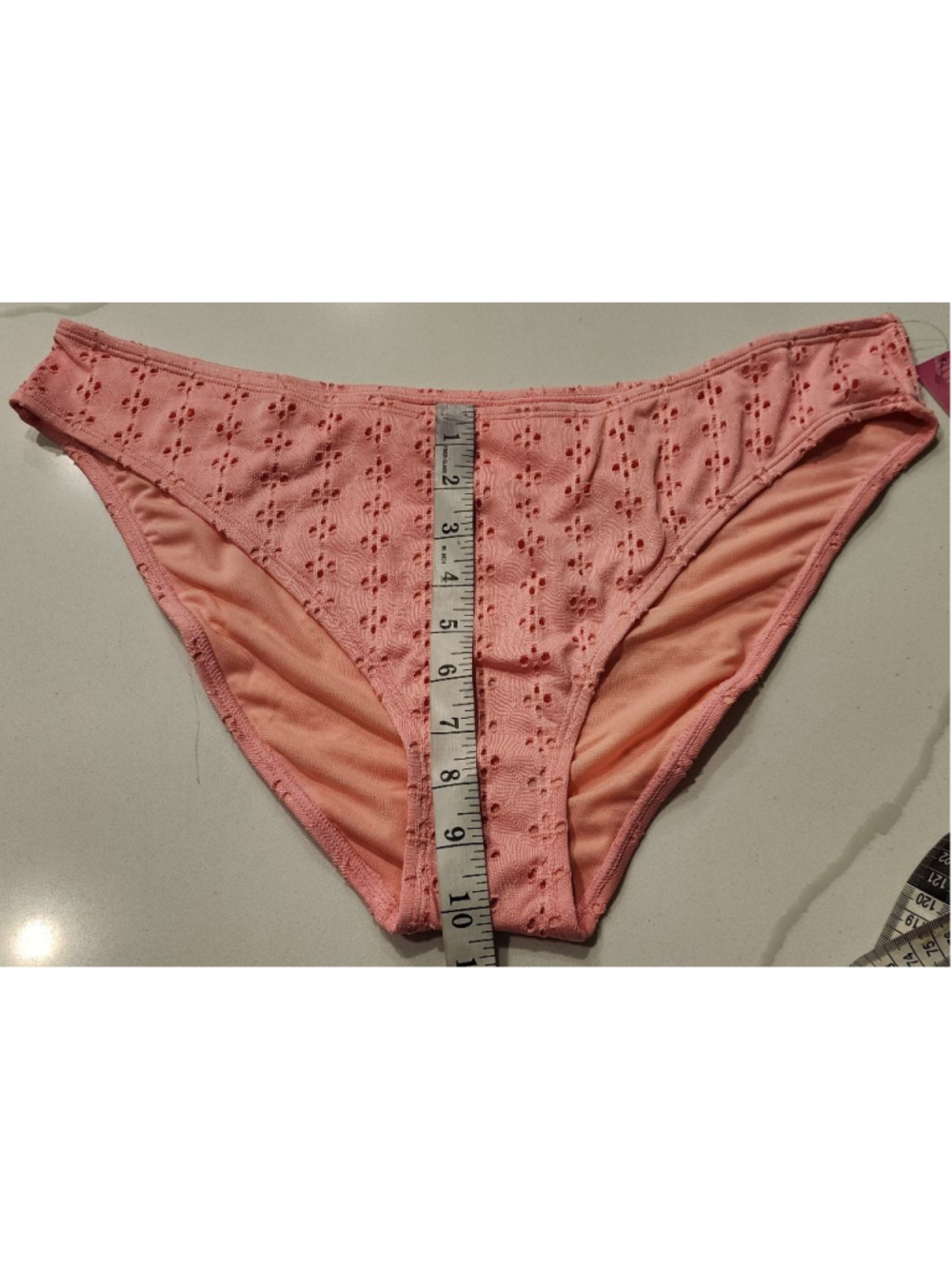 Ninety-Nine Coral Pink Eyelet High Leg Bikini Swim Bottoms Juniors Size XXL NWT - Picture 4 of 7